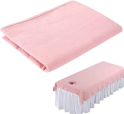 Beauty Massage Bed Sheets, Salon Massage SPA Couch Soft Cotton Bed Cover Protector with Face Breath Hole (Pink)