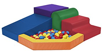 ECR4Kids SoftZone Corner Climb and Slide with Ball Pool