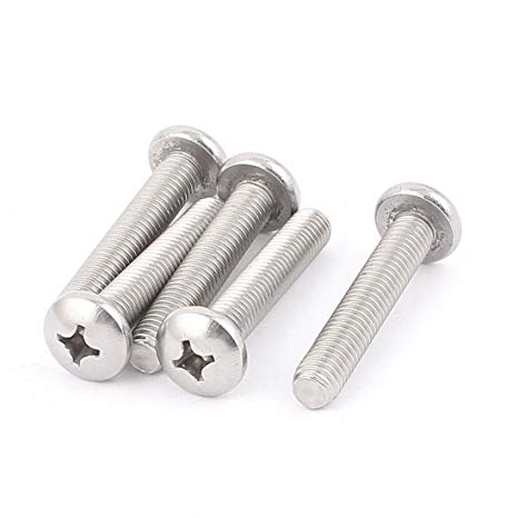 M8 x 45mm 304 Stainless Steel Cross Phillips Machine Screw Bolt 5pcs