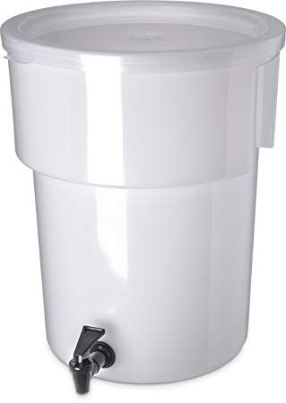 Carlisle 221002 Polyethylene Round Beverage Dispenser, 5 gal. Capacity, 12-3/8" Dia. x 15-7/16" H, White