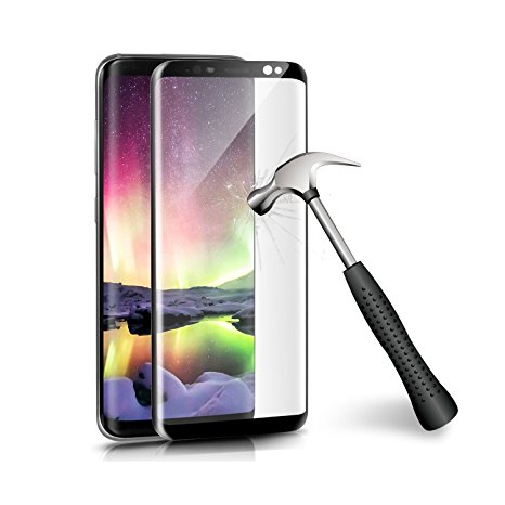 Galaxy S8 Glass Screen Protector,DEEPCOMP Highest Quality Premium Tempered Glass Anti-Scratch,3D Curved,100% Touch Sensitivity,HD Clear,Scratch Resistant,Bubble Free,Galaxy S8 5.8(Black)
