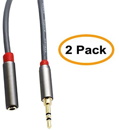 3.5mm Aux Headphone Extension Cable 15 Feet (4.5 Meters) 3.5mm Male to 3.5mm Female Stereo Audio Extension Cable 15ft (4.5M) for Car, Home Stereo, iPhone, Smartphone, iPod, iPad or any Audio Device with 3.5mm Aux Port CNE54804 (2 Pack)