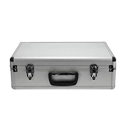 SRA Cases Aluminum Hard Case with Foam Insert, Silver, 18.1 x 13 x 6 Inches