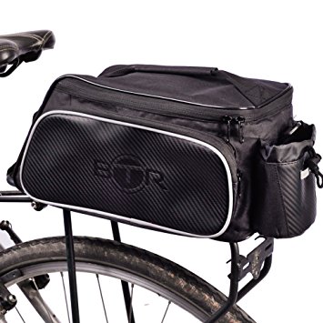 BTR Pannier Bike Bag Suitable For Bicycle Rear Racks. Water Resistant. Black. 10 Litre Capacity. Loop For Safely Securing Rear Bike Light