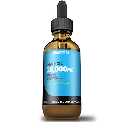Euphoria Nutrition Hemp Seed Oil Drops :: 28,000mg 1oz :: Hemp Extract :: May Help with Pain, Anxiety, Inflammation, Joints, Sleep, Mood   More :: Rich in Omega 3,6,9 :: Peppermint Flavor