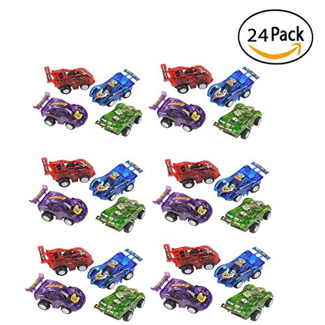 24 Piece 2.5" Party Pack Assorted Pull Back Racing Cars. - Fun Gift Party Giveaway