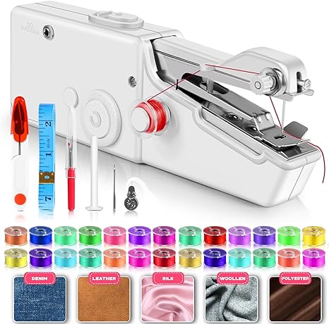 Mini Sewing Machine with Accessory Kit, Lightweight and Easy Operated Cordless Handheld Sewing Machines for Beginners, Portable Sewing Machine for Home Quick Repairing and Stitch Handicrafts