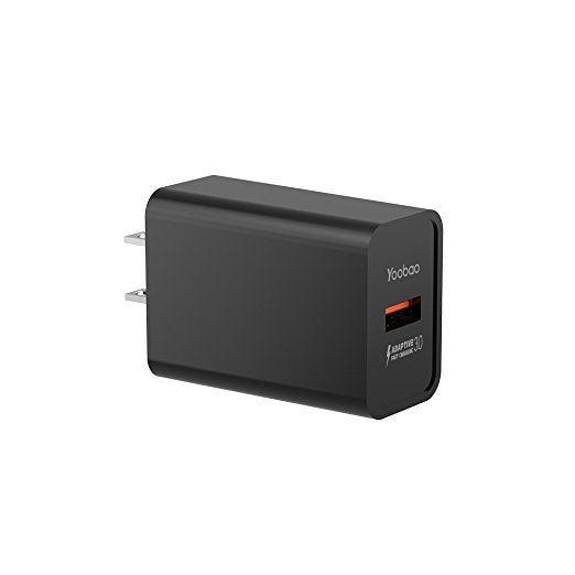 Yoobao Quick Charge USB Wall Charger YB-712 9V/2A Fast Charge Support Qualcomm Quick Charge 3.0 Compact Universal Home Travel Charger for iPhone Samsung Google HTC LG and More-Black