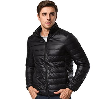 JOYBI Mens Down Jacket Winter Packable Ultra Light Lightweight Puffer Outwear Short Stand Collar Coats