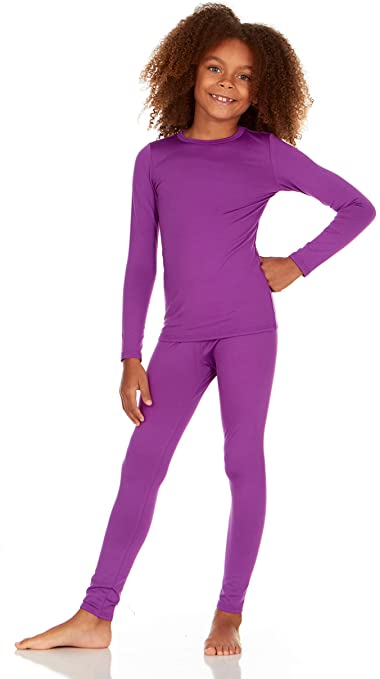 Thermajane Girl's Ultra Soft Thermal Underwear Long Johns Set with Fleece Lined