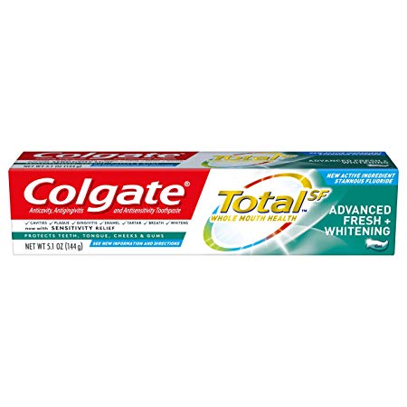 Colgate Total Whitening Toothpaste, Advanced Fresh Plus Whitening Gel, 5.1 Ounce