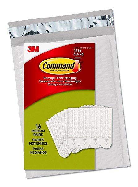 Command Picture Hanging Strips, Medium, White, 16-Pairs (PH204-16ES) - Easy to Open Packaging