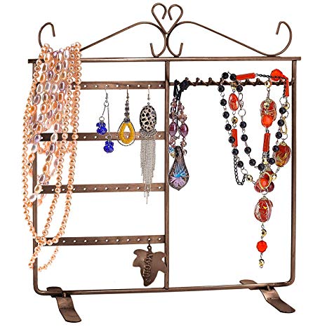 MyGift Jewelry Holder Hanger, Jewelry Stand for Earrings / Necklaces / Bracelets, Bronze