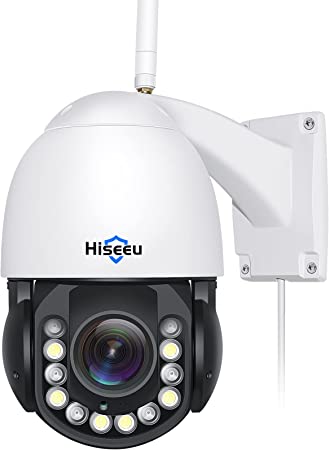 Hiseeu 【30X Optical Zoom 】 CCTV Camera Outdoor with Color Night Vision, 3MP PTZ Wifi Security Camera 360° View Wireless IP Camera with Two Way Audio,Motion Detection,Remote Access,IP66 Waterproof