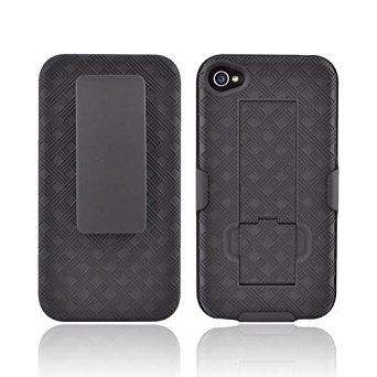 Black OEM Pure Gear Rubberized Hard Case w Holster & Kickstand For Apple AT&T Verizon iPhone 4S 4