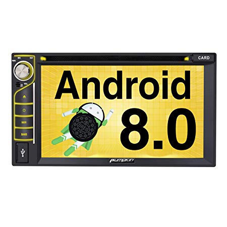 PUMPKIN Android 8.0 Car Stereo Double Din DVD Player 4GB RAM with Navigation, WiFi, Support Android Auto, Fastboot, Backup Camera, USB SD, AUX, 6.2 Inch Touch Screen