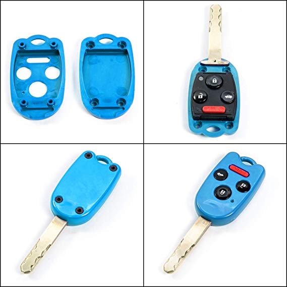 STAUBER Best Honda Key Shell Replacement Accord, Ridgeline, Civic CR-V - KR55WK49308, N5F-A05TAA, N5F-S0084A - NO LOCKSMITH REQUIRED! Save money using your old key chip! - Blue