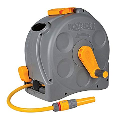 Hozelock Compact Enclosed Reel with 25 m Hose and Connectors - Colour May Vary