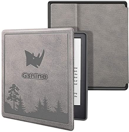 Gshine Case Fits All-New Kindle Oasis (10th Generation ONLY, 2018 and 2019 Release), Multi Angle Viewing Vertical Flip Cover with Auto Wake/Sleep(Grey)