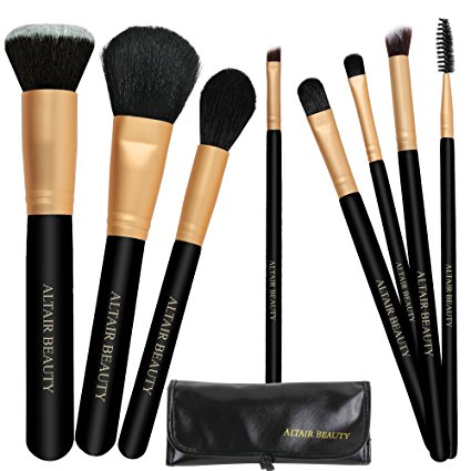 Make Up Brushes Set - (On SALE) Best 8pcs PRO Makeup Brush Kit with Kabuki Flat Top Foundation, Powder, Highlight, Contour, Eyeshadow, Concealer Cosmetic Brushes. Vegan Face Brushes with Case - Altair