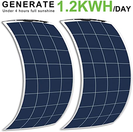 ECO-WORTHY 300 Watts (2Pcs 150W) Bendable Lightweight Flexible Solar Panels with Connectors for RV, Trucks, Boats, Tents, Roofs, Uneven Surfaces