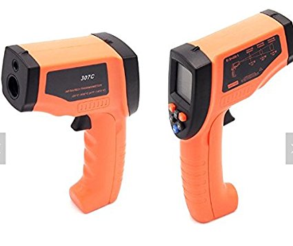 VICTOR 307C Laser Lcd Digital Gun Type Thermometer Digital Industrial High Temperature Infrared Thermometer -20 to 800℃ (4 to 1472℉) 20:1 Emissivity 0.10-1.00