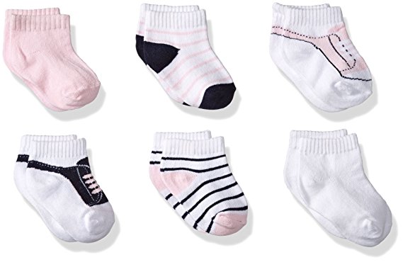 Yoga Sprout Baby Girls' No Show Socks, 6 Pack