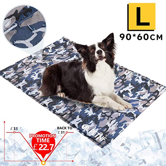 Large Dog Cooling Mat, Camouflage Oxford Resistant-Dirty Scratch-Resistant, Safety Non-Toxic Self Gel Cooling Mat for Dogs Cats Pet, Foldable Waterproof Wear-Resistant Cooling Pad for Dogs 90x60 CM