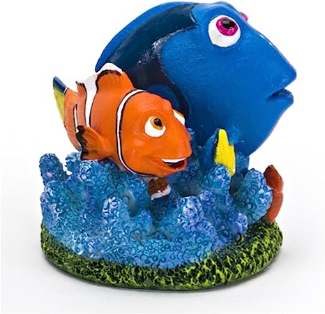 Disney's Finding Dory, Dory & Marlin with Blue Coral Reef on Sea Weed Aquarium Ornament (Small)