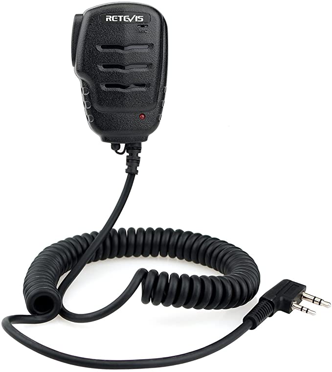 Retevis H-777 Walkie Talkies Mic 2 Pin Shoulder Speaker Mic for Retevis RT15 RT21 RT22 RT-5R Arcshell AR-5 UV-5R BF-888S 2 Way Radios (1 Pack)