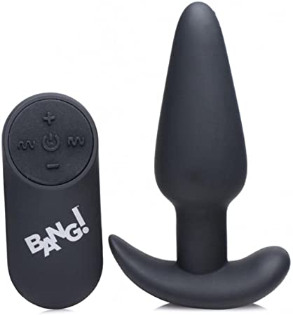 Bang Bang Remote Control 21X Vibrating Silicone Butt Plug - Black (AG374-SMALL)