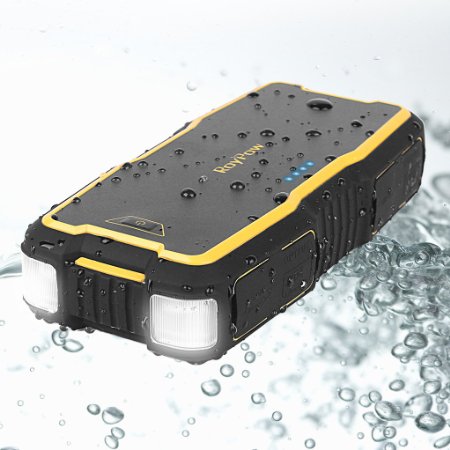 RoyPow 18000mAh Heavy Duty 800A Peak Current IP66 Waterproof Car Jump Starter for V6 V8 Engine, Dual USB Fast Charger for Cellphone Tablet, Dual Alarm Lamps for Emergency Help