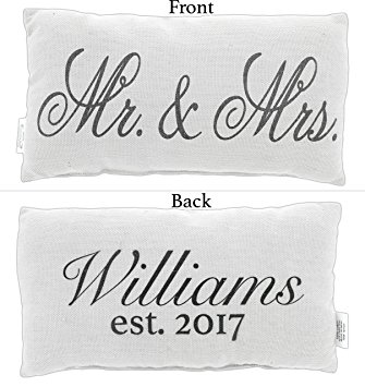 Country House Collection Primitive Cotton 12" x 6" Throw Pillow (Mr. & Mrs.) (Personalized)