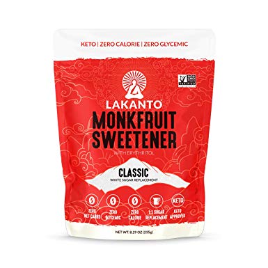 Lakanto Monk Fruit Sweetener All Natural Sugar Substitute, Classic White, 235 Grams (8.29 Ounces)
