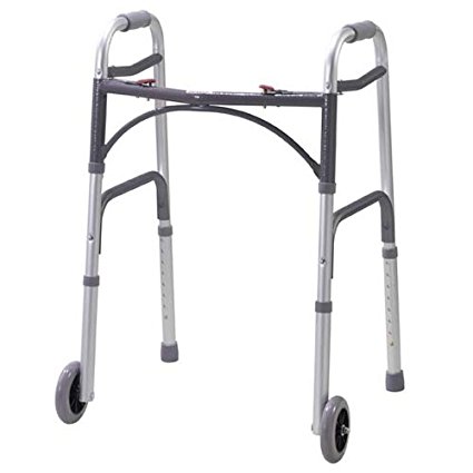 10210-1 - Deluxe Two Button Folding Walker with 5 Wheels