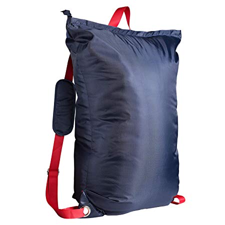 Large Laundry Bag 『24”X33”』 ，KSMA College Laundry Backpack with Strong Adjustable Shoulder Straps for College Students Apartment Dorm-Room (Blue)