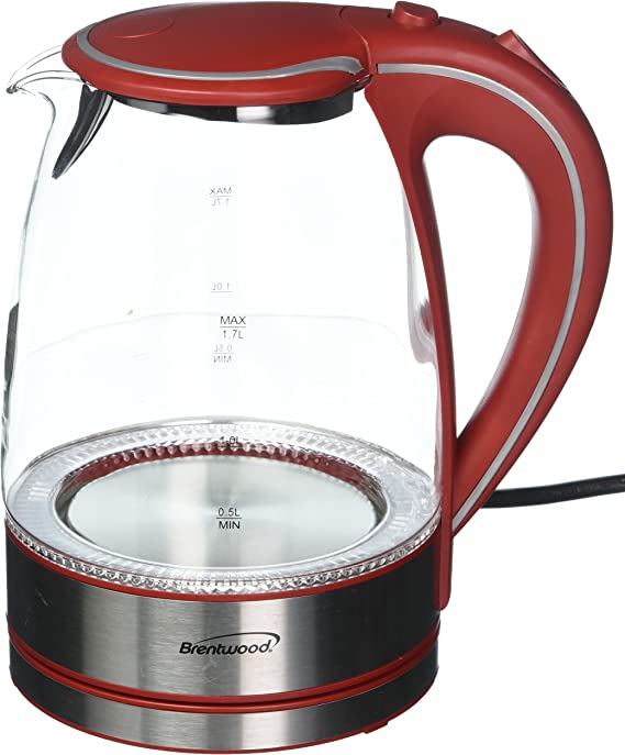 - Brentwood Tempered Glass Tea Kettles, 1.7-Liter, Red by Worldbrand