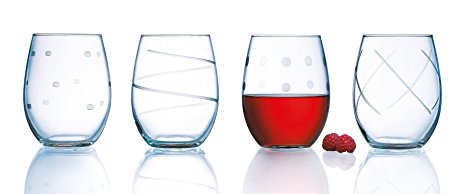 Arc International Luminarc Soho Assorted Stemless Wine Glasses, 21-Ounce, Set of 4