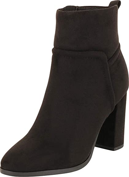 Cambridge Select Women's Almond Toe Chunky Stacked Block High Heel Ankle Bootie