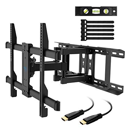 TV Wall Mount Full Motion Fits 16”, 18”, 24” Wood Studs, Articulating Swivel TV Mount Most 37-70 inch LED, LCD, OLED, Flat Screen, Plasma TVs up to 132lbs, VESA 600x400mm PERLESMITH