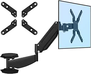 SUPTEK Gas Spring Arm Wall Mount 49Inch，Single Heavy Duty Monitor Wall Mount for 34 to 49Inch & 17.6-46.2lbs Computer Screens，Articulating Full Motion Adjustable Arm Wall Stand with MAX VESA 200*200MM