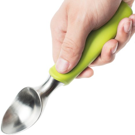 Ice Cream Scoop by SUMO - Solid Stainless Steel - Non-slip Rubber Grip - Dishwasher Safe and Lifetime Guarantee - Green