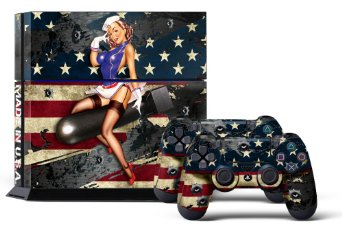 PS4 Console Designer Skin for Sony PlayStation 4 System plus Two2 Decals for PS4 Dualshock Controller - Battle Torn Stripes