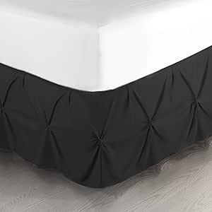 Nestl Black Bed Skirt King Size, Pinch Pleat King Bed Skirt, 14" Inch Drop King Bedskirt, Hotel Quality Black Bed Skirts, Premium Microfiber Bedskirt for King Bed, Black King Size Bed Skirt