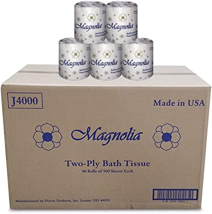 Magnolia Two-Ply Toilet Roll Tissue Embossed 96 Rolls of 500 Sheets Each Roll J4000