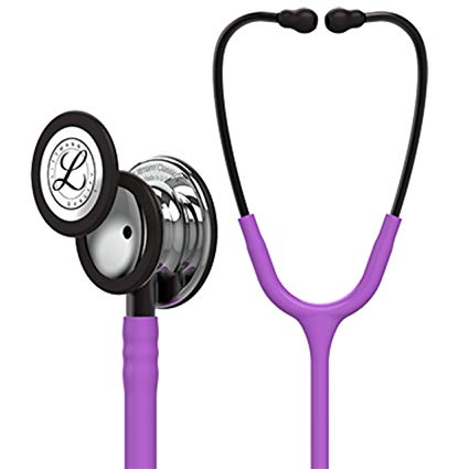 3M Littmann  Classic III Monitoring Stethoscope, Mirror - Finish Chestpiece, Lavender Tube, Smoke Stem and Headset, 27 inch, 5865