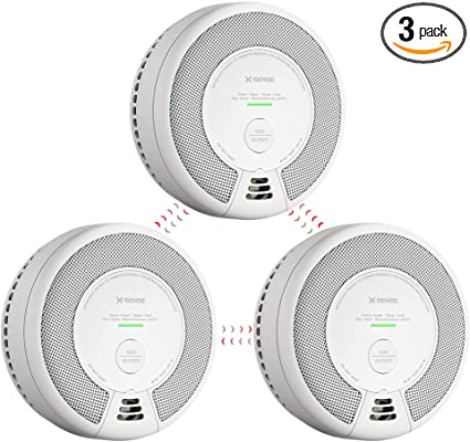 X-Sense Wireless Interconnected Combination Smoke and Carbon Monoxide Detector, 10-Year Battery Powered Fire and CO Alarm, SC06-W, Pack of 3