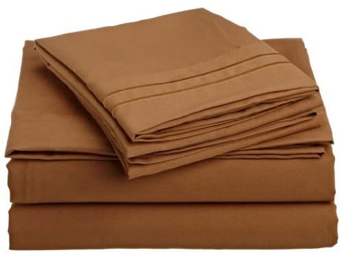 1800 Thread Count 4pc Bed Sheet Set Egyptian Quality Deep Pocket Queen , Bronze