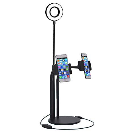 2-in-1 Selfie Ring Light with Mobile Phone Holder, Dimmable, for Live Makeup Lighting, Lazy Mobile Phone Holder