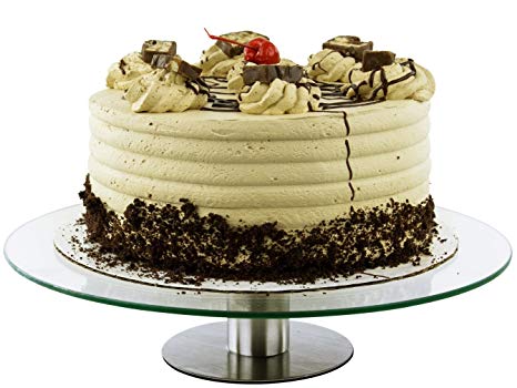 360 Degrees Glass Revolving Cake / Dessert Stand - Holds Up to 12" Size Cakes